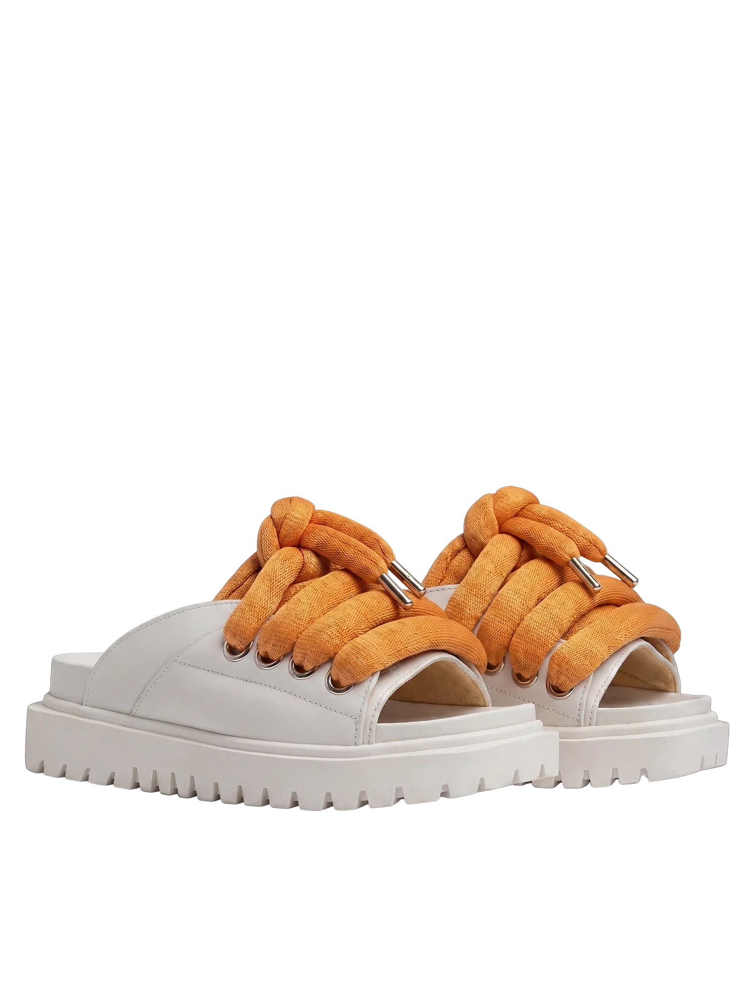 Sandal - Cream Leather - LT Orange