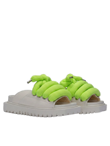 Sandale — Cuir crème — TB Vert acidulé