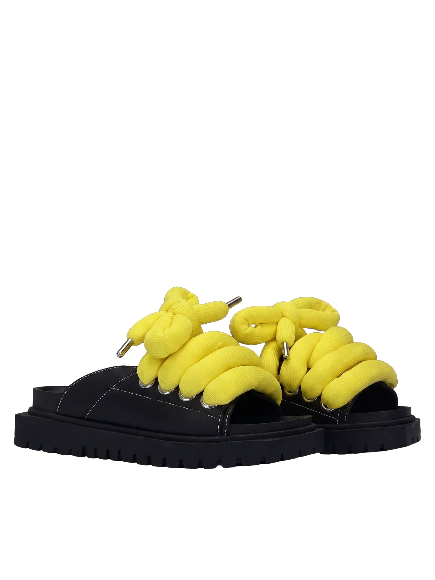 Sandale — Cuir noir — TB Jaune