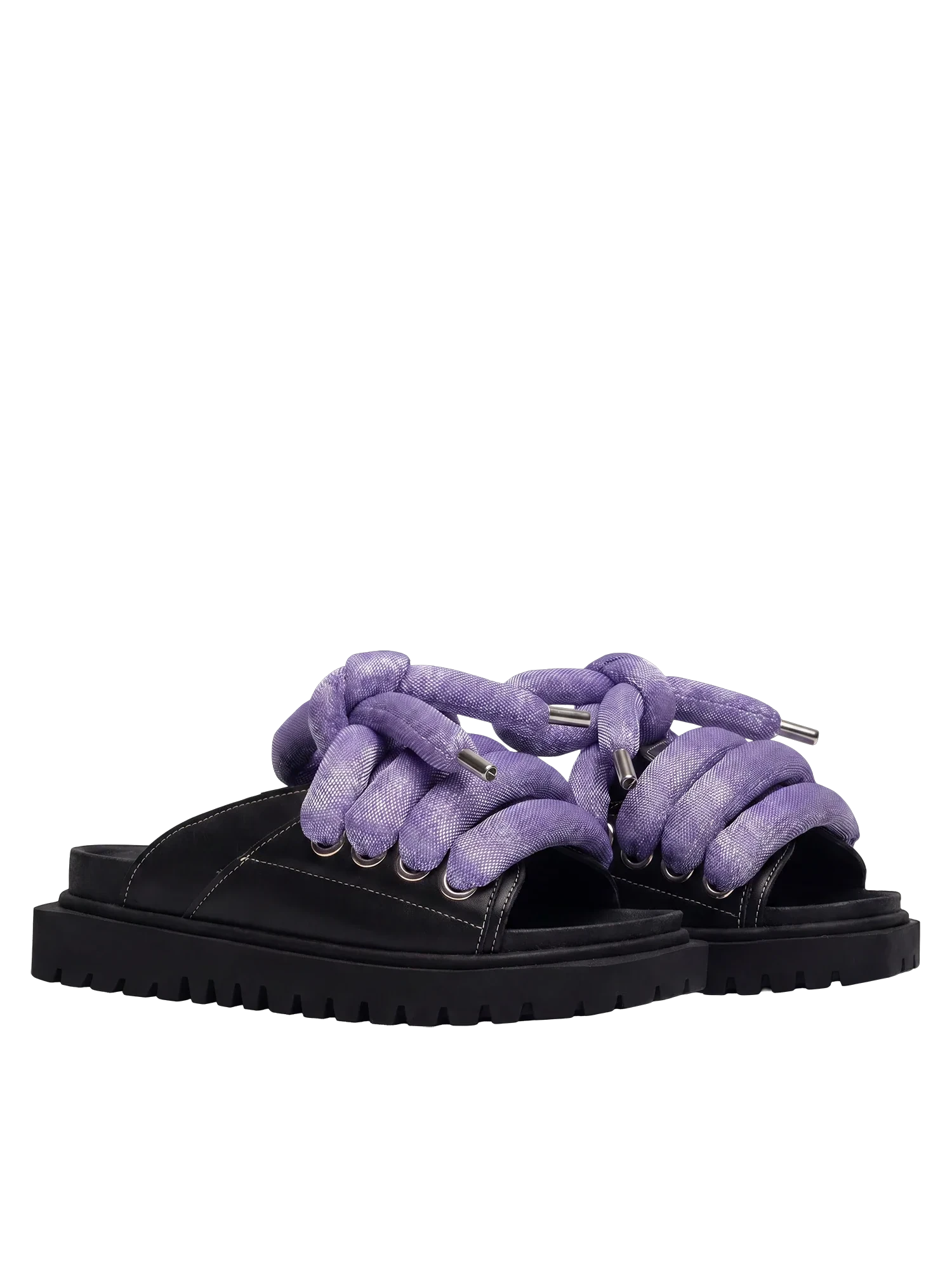 Sandal - Black Leather - LT Wisteria