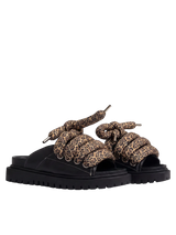 Sandale — Cuir noir — TB Motif léopard