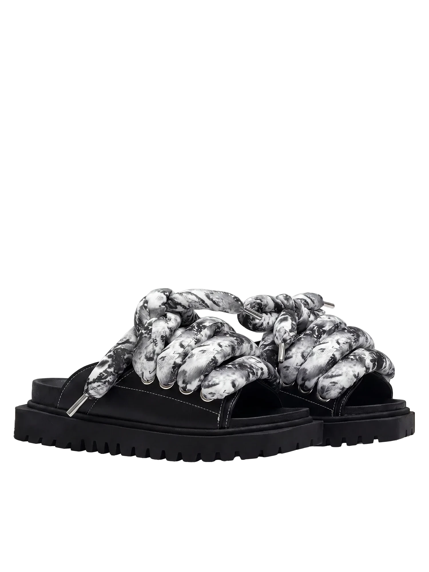 Sandal - Black Leather - TB Marble