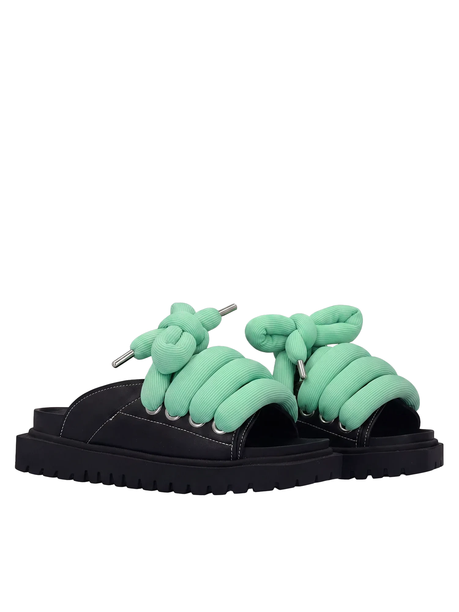 Sandale — Cuir noir — TB Vert émeraude