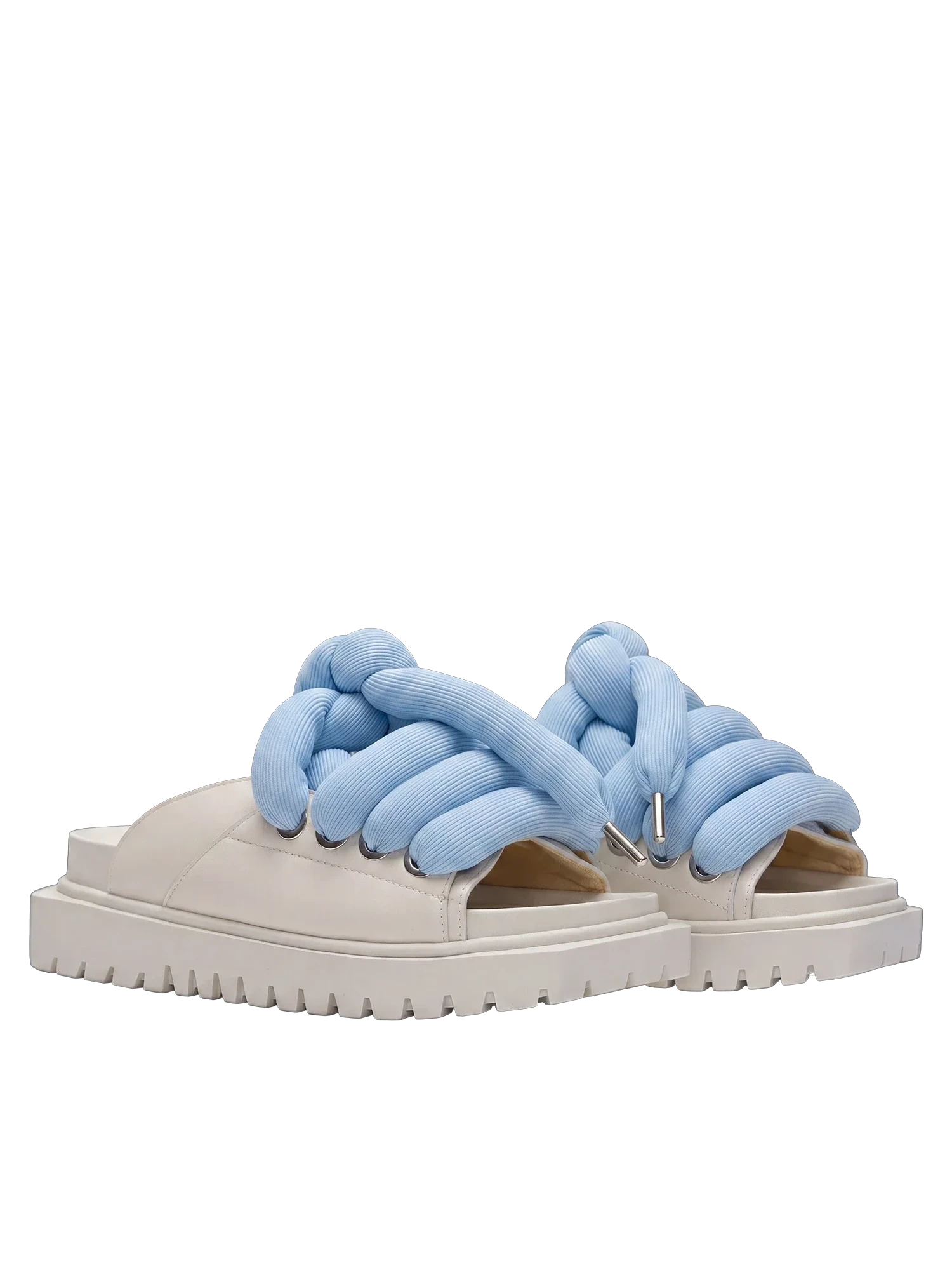 Sandal - Cream Leather - LT Turquoise