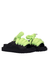 Sandale — Cuir noir — TB Vert acidulé