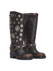 SOVEREIGN – Cuir Marron Métal Vintage