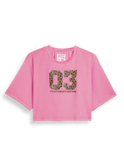 T-shirt court rose léopard 03