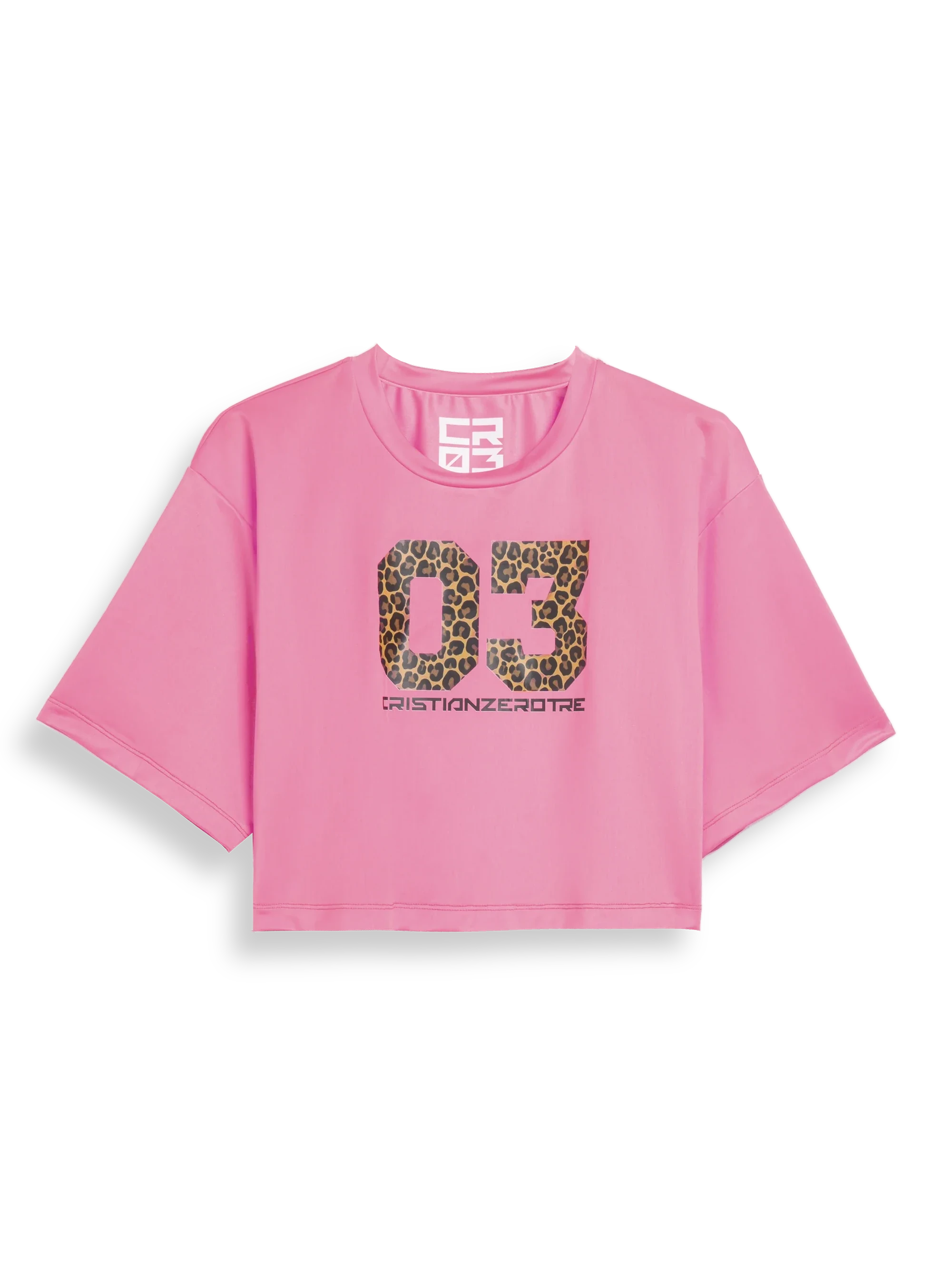 T-shirt court rose léopard 03