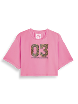 T-shirt court rose léopard 03